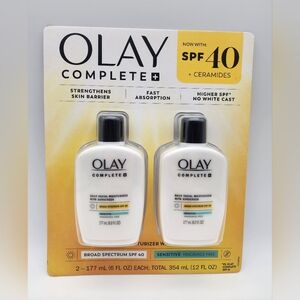 Olay Complete Daily Facial Moisturizer with SPF 40 For Sensitive Skin Pack Of 2